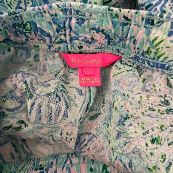 Lilly Pulitzer Taron Pull On Linen Pants Surf Blue Soleil It On Me Large L - Picture 4 of 9